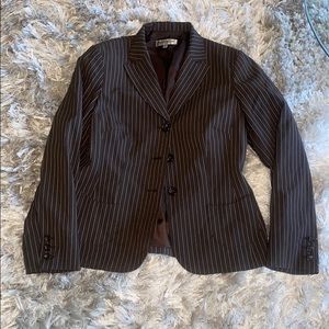 Brown and Ivory striped pants suit set.